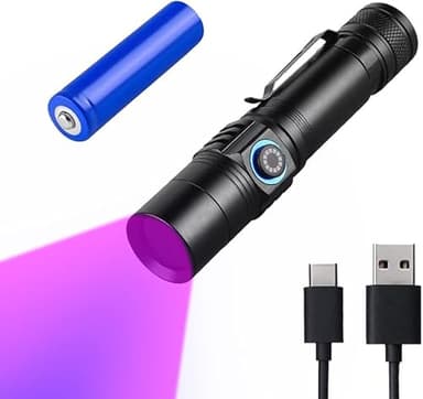 Ausbond Uv Flashlight for Rocks and Minerals,Gemstones,Uranium Glass,Blood Tracking Black Light for Night Hunting Deer High Power Short Wave/Long Wave 365nm Uv Light (10W with Clip)