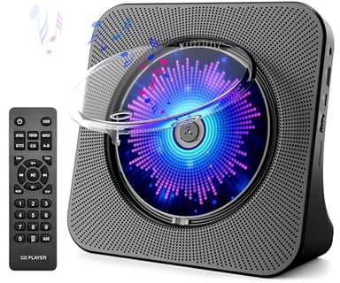Desktop CD Player with Speakers, CD Players for Home, Portable CD Player with Bluetooth Hi-Fi Stereo Sound,Remote Control,Supports CD/Bluetooth/FM Radio/U Disk/AUX/Timer/Repeat,Black