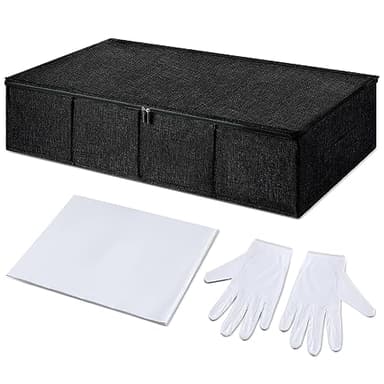 Glenmal Wedding Dress Preservation Box Kit Dress Storage Box with 1 Microfiber Gloves and 100 Sheets Acid Free Tissue Paper for Storage Wedding Clothing Gown(30 x 15.7 x 7 Inch,Black)