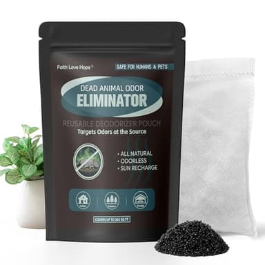 Dead Rodent Odor Absorber for Strong Smells, With Steam-Activated Coconut Shell Carbon & Engineered Clinoptilolite Zeolite, Fragrance-Free & Reusable, Covers Up to 365 Sq Ft, No Harsh Chemicals
