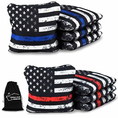 JST GAMEZ Professional Cornhole Bags Set of 8 - Dual Sided Stick & Slide (Suede/Woven) - Premium Resin Filled Regulation Weight & Size (6x6, 16oz) - Double Stitched Reinforced Seams with Carry Tote