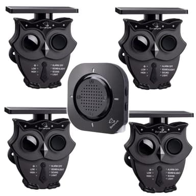 1/2 Mile Long Range Solar Wireless Driveway Alarm System IP65 Weatherproof Outdoor Motion Detectors&Sensor 120dB Siren Sound Light Security Alert System Monitor&Protect Outdoor/Indoor Property(1R4S)