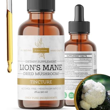 Lion’s Mane Mushroom Liquid Drops – Brain, Focus & Memory Support – Organic Hericium Erinaceus Extract – Natural Nootropic for Clarity & Energy – Vegan, Sugar-Free & Alcohol-Free Tincture