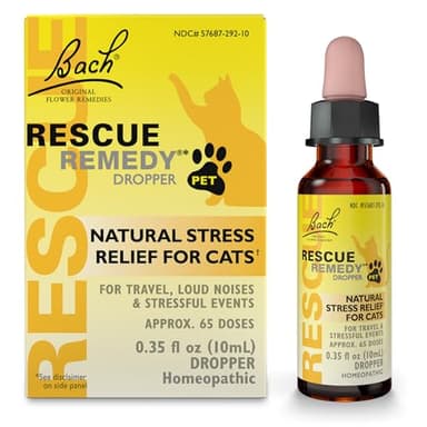 Rescue Remedy Pet Dropper for Cats - 10 mL - Stress & Tension Support for Cats with Bach Natural Flower Essences - Sedative-Free, Homeopathic Liquid Formula - For All Breeds, Ages & Weights