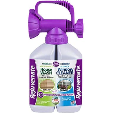 Rejuvenate Dual System Outdoor Window Cleaner & House Siding Cleaner with Hose-End Attachment 32 Fl Oz (Pack of 2)