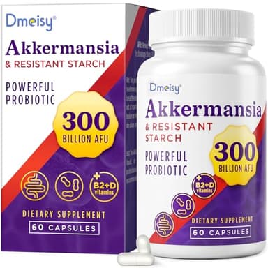 Akkermansia Supplement - 300 Billion AFU Akkermansia Muciniphila, Akkermansia Probiotic for Women & Men, for Boost , Digestive, Gut, Immunity, Enhances Gut Lining Function & Intestinal Walls, 60 Count