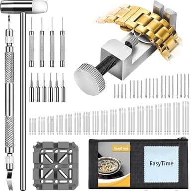 EasyTime Watch Link Removal Kit: Professional Watch Strap Adjustment Tool Band Replacement Bracelet Resize Kit for All Size with 108 PCS Spring Bars 20 PCS Link Pins