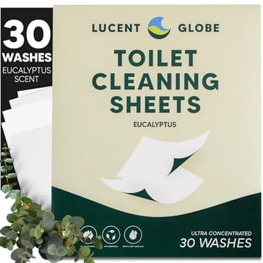 Lucent Globe Toilet Cleaning Sheets | Strips - Tough on Dirt & Stains - Safe for Toilets & Septic Systems - Convenient and Travel Friendly Toilet Bowl Cleaner - Fresh Eucalyptus