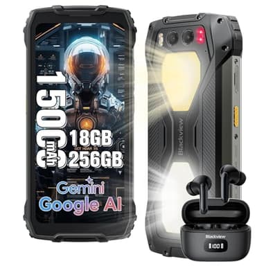 Blackview BV7300 Rugged Phone, 15000mAh/45W, Dual 800LM Camping Light, Night Vision Camera, 18GB+256GB/2TB Rugged Smartphone Unlocked Gemini AI, 50MP+32MP+20MP, 6.67" 90Hz, Android 14/Glove Mode/NFC