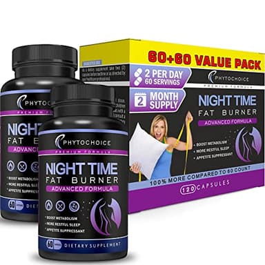 Nighttime Fat Burner with Melatonin - Appetite Suppressant for Weight Loss - Night time Fat Burner for Women Supporting Sleep & Relaxation - Weight Loss Diet Pills that Work at Night - 2 Pack