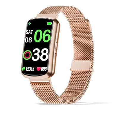 Health Fitness Tracker with 24/7 Heart Rate, Smart Watch with Blood Pressure and Blood Oxy-gen Monitor, Bulit-in 120+ Sport Mode, Sleep Tracking Waterproof Activity Tracker for Women Men (Rose Gold)