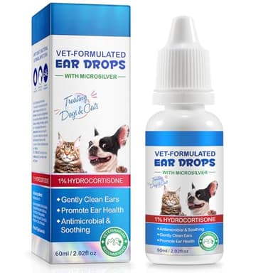 bnHUlMXw Ear Infection Treatment Drops for Dogs and Cats,with 1% Hydrocortisone Soothing Dog Yeast Infection, Itchy Ear Relief-Treats Ear Infections for Dogs & Cats - 2 fl oz