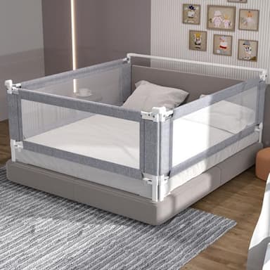yulongtengfei 3-Piece Queen Size Bed Rail for Toddlers - Adjustable Baby Bed Rail Guard, Kids Safety Bed Rail for Queen Size Bed (78.7"x78.7"x60"-Grey)