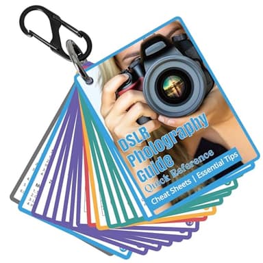 OCQOTAT Photography Cheat Sheet for DSLR Camera Accessories for Canon Nikon Sony,Quick Reference Cards Photographers Book for Beginners,Settings,Exposure, Modes,Composition,Lighting, etc.4×3 Inch