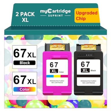 67XL Ink Cartridges Black/Color Combo Pack Replacement for HP Ink 67 67XL HP Printer Ink High Yield Works with DeskJet 2755e 2855e 2700 2800e 2700e 4255e 4155e Envy 6055e 6000 6455e 6400 (2-Pack)