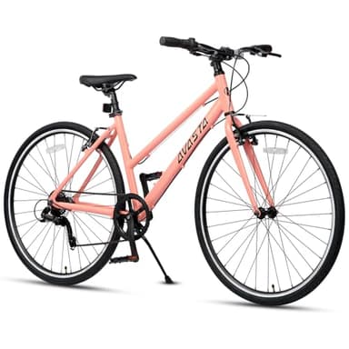 AVASTA Road Bike for Women Female Lightweight Step Through 700C Aluminum Alloy 17 Inch Frame City Commuter Comfort Lady Bicycle, 7-Speed Drivetrain, Color Peach