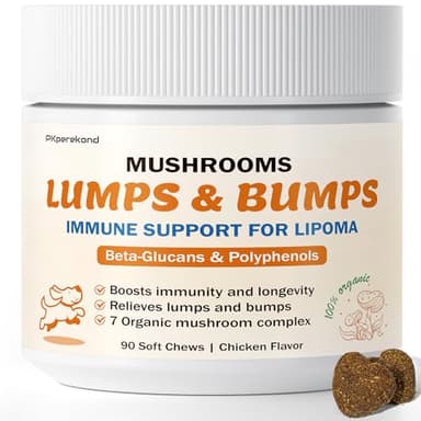 Turkey Tail Mushroom Guard for Dogs Lumps and Bumps, Lipoma Treatment for Dogs, 7 Organic Mushrooms Blend for Immunity, Longevity with Beta-Glucans, Dog Lumps Supplement, 90 Chews, Chicken Flavor