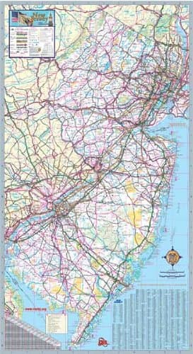 36x64 New Jersey State Official Executive Laminated Wall Map