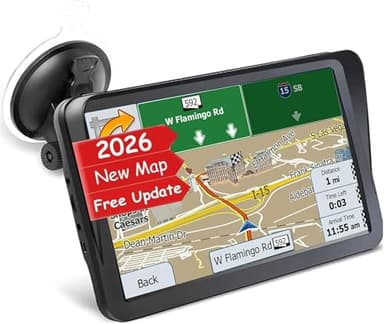 GPS Navigator for Car Truck RV, 9 Inch Touch Screen Latest 2026 Map, Real Voice Spoken Turn-by-Turn Direction Reminding Navigation System, Vehicle GPS with Speed and Red Light Warning, FM