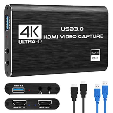 Capture Card Nintendo Switch, 4K HDMI Video Capture Card, 1080P 60FPS, HDMI to USB 3.0 Capture Card for Streaming Work with Camera/Xbox/PS4/PS5/PC/OBS
