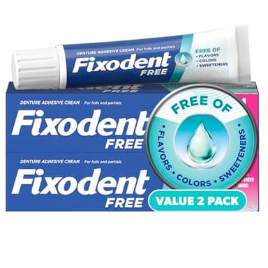 Fixodent Denture Adhesive Free, Secure for Full and Partial Denture Wearers 1.4oz, Pack of 2