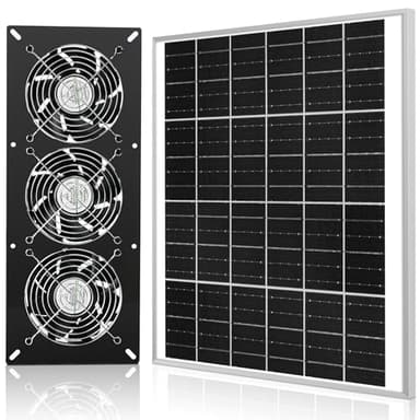 Fanspex Solar 3 Fan Kit, Waterproofed Solar Powered Fans for Outdoor Chicken Coop, Greenhouse & Shed Intake or Exhaust Air