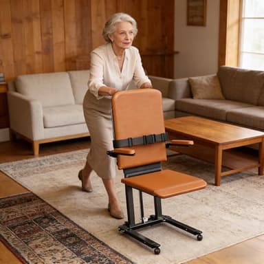 MediHoist Steel Electric Floor Lift Chair with Wheels and PU Cushion, Floor Lift for Elderly, 440 LBS Capacity, Seat Belts and Handrails, Suitable for Home Use