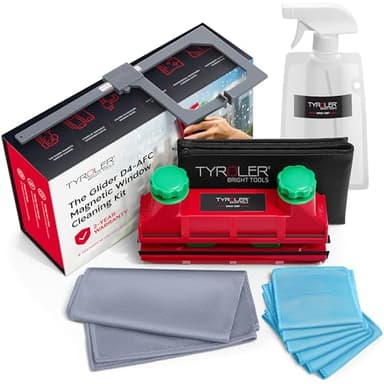 Tyroler Magnetic Window Cleaner Tool | The Glider D4 Window Cleaning Tool Fits Windows 0.1"-1.6" Thick | All-in-One Window Cleaning Kit | Magnetic Glass Cleaner Tool | Magnet Window Cleaner Tool