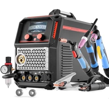 VEVOR 5-in-1 Plasma Cutter Welder Combo - CUT/TIG/Gas MIG/Flux MIG/MMA, 50A Non-Contact Plasma Cutting Machine & 200A Synergic Welder, 110V/220V Aluminum Pulse Mig Welder Compatible with Spool Gun