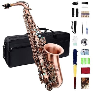 Eb Alto Saxophone - Beginner & Professional, Student & Adult, Antique Red Saxophone