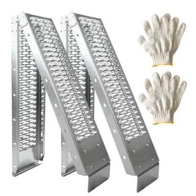 Alloy Steel Motorcycle Ramp, 750 Lbs Capacity, 7.25ft Folding Loading Ramp with Load Straps for Pickup Trucks, Motorcycles, ATVs, UTVs, Lawn Mowers, Dirt Bikes (2)