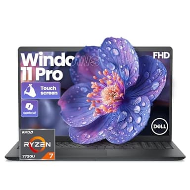Dell 15 Touchscreen Laptop, AMD Ryzen 7 7730U (Beats i7-1355U), 20GB RAM, 512GB NVMe SSD, Windows 11 Pro, 15.6" FHD IPS, Copilot AI, Type-C, HDMI, Black, 2026 Model