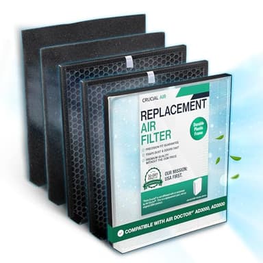 Air Purifier Filter Replacement – Compatible with Air Doctor AD3000 / AD3500 – Includes 1 Efficient Air Filter and 2 Carbon Filters + 2 Pre Filters - This is Third Party-Product