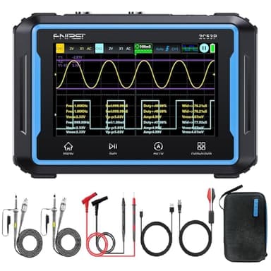 【FNRSI 2C53P Plus Upgraded with Carrying CASE】 3in1 Oscilloscope/Multimeter/DDS Signal Generator Tablet Touch Screen Portable Digital Automotive Oscilloscope 2 Channel 50MHz Bandwidth 250Ms/S Counts
