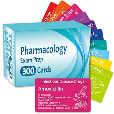 gisgfim 300 Pharmacology Drugs Flash Cards Nursing Students Med School Essentials Flash Cards with Box Study & Review Notes for Drug Names Test Prep Test Questions Dosage Formulas Iv Gauges