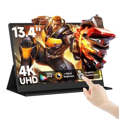 AYY 4k Portable Monitor Touchscreen, 13.4" 3840x2160 Second Screen 100% sRGB,400cd HDR USB C Ultra Slim IPS Laptop Monitor, for Mac Switch