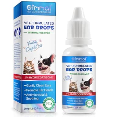 VOSIFSDIY Dog & Cat Ear Infection Treatment Drops, Pets Ear Cleaning Drops with 1% Hydrocortisone for Dog & Cats Yeast Infection, Itchy Ear Relief, Pet Ear Care Supplies for Dogs & Cats -2fl oz