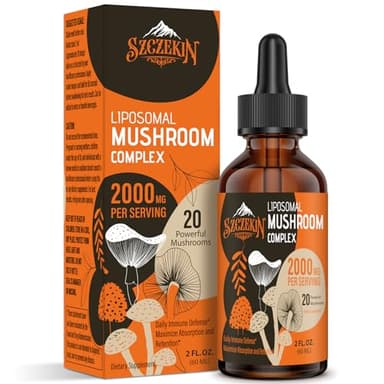 Liposomal Mushroom Complex Drops 2000 MG - 20 Organic Mushroom Extracts - Advanced Liquid Formula for Immunity, Cognitive and Memory - Lions Mane Supplement, Reishi, Cordyceps, Chaga, 30 Servings