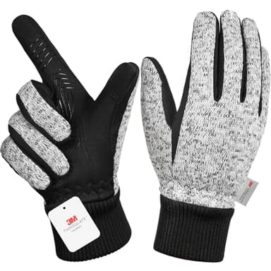 MOREOK Winter Gloves for Men/Women -10°F 3M Thinsulate Warm Touch Screen Snow Ski Bicycle Bike Gloves for Driving/Cycling/Running/Hiking-Gray-L