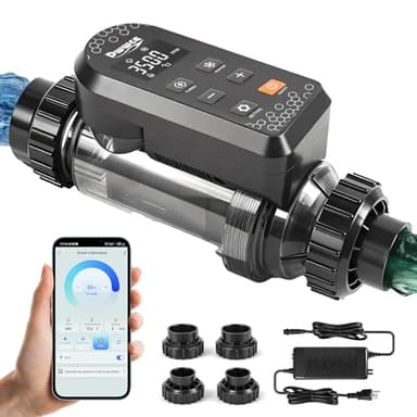 Dwwce Smart Saltwater Pool Chlorinator System 15000 Gallons, Salt Chlorine Generator Above Ground Pool with APP Control, Salt Cell for Inground Pool, USA Titanium Cell