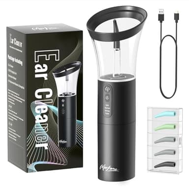 Ear Wax Removal, Electric Ear Cleaning Kit Effective & Safe Ear Cleaner Irrigation Flushing System 4 Pressure Modes for Ear Wax Buildup, Water Resistant Ear Cleaning Tool USB Rechargeable