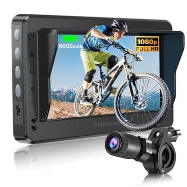 PARKVISION Bicycle Rear View Camera with Dust Cover, 4.3'' HD 1080P Monitor with Auto Dim, 8000mah Rechargeable Battery, 3Mins Installation Bike Camera for Mountain, Ebike,Road Bike