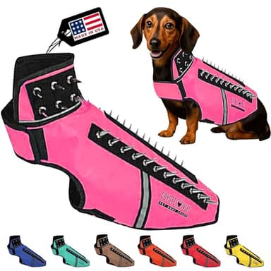 CoyoteVest SpikeVest Dog Harness Vest for Small Dogs, Reflective Dog Vest with Spikes to Shield Your pet from Coyotes, Raptor and Animal Attacks, Anti Hawk Vest, Made in USA (M-Pink)