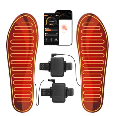NASOLZIK Heated Insole for Men Women - APP 5000mAh Battery Rechargeable Electric Insoles with 4 Heating Levels for Winter Skiing Hunting Camping Hiking Fishing Cycling,Size L