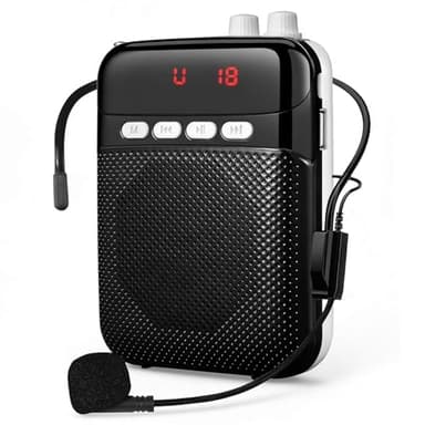 Portable Voice Amplifier for Teachers with Bluetooth, 2400mAh Rechargeable Personal Amplifier PA System Headset for Speaking Microphone for Teachers,Tour Guides, Coaches, Classroom,Yoga(Black)