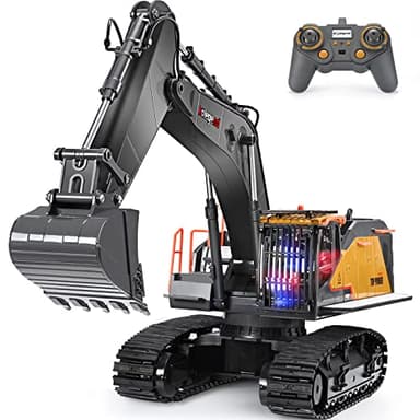 kolegend Remote Control Excavator Toy 1/14 Scale RC Excavator, 22 Channel Upgrade Full Functional Construction Vehicles Rechargeable RC Truck with Metal Shovel and Lights Sounds