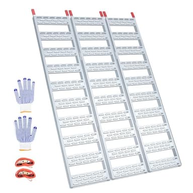 Aluminum Tri-Folding Truck Ramps 1600Lbs Max, Loading Ramps for Pickup Trucks Bed, Trailers Ramp with Load Straps for ATV/UTV, Sweeper Machine, Golf Carts, Touring Motorcycles, Small Tractor