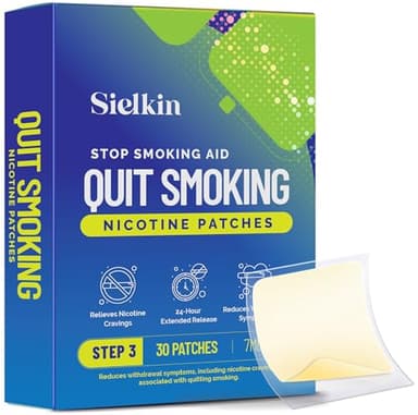 Nicotine Patches to Quit Smoking Step 3, 7 mg - Stop Smoking Aid - Each Patch Provides a 24-Hour Nicotine Transdermal System (30 Patches)