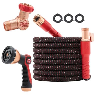 Pocket Hose Ballistic 75 FT Expandable Garden Hose w/Pocket Pivot Swivel Connector, Anti-Burst Sleeve Reinforced with Bulletproof Fiber, Lightweight, No-Kink, Compact, UV-Protected, AS SEEN ON TV