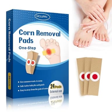 24 Count Corn Removal Pads for Feet and Toe, Corn Feet Remover for Feet Extra Strength, Callous Remover